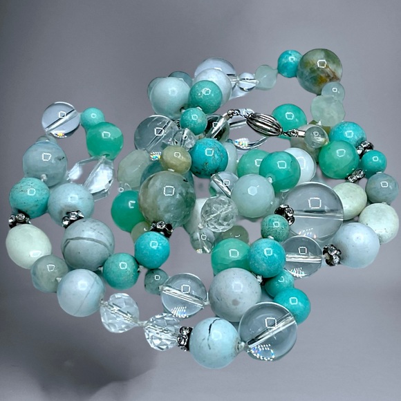 🌺Vintage Sterling, Turquoise, Amazonite, Chrysoprase + Necklace - Picture 14 of 15